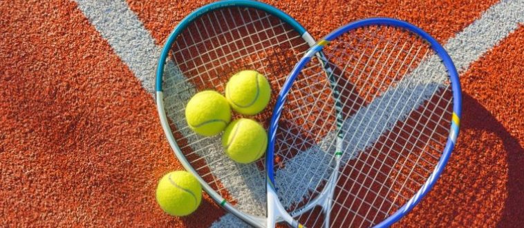 Which court sport pairs a fuzzy yellow optic-ball with a high-tension strung racket?