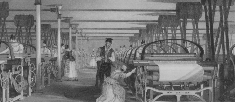 Where did the gears of the Industrial Revolution first start turning?